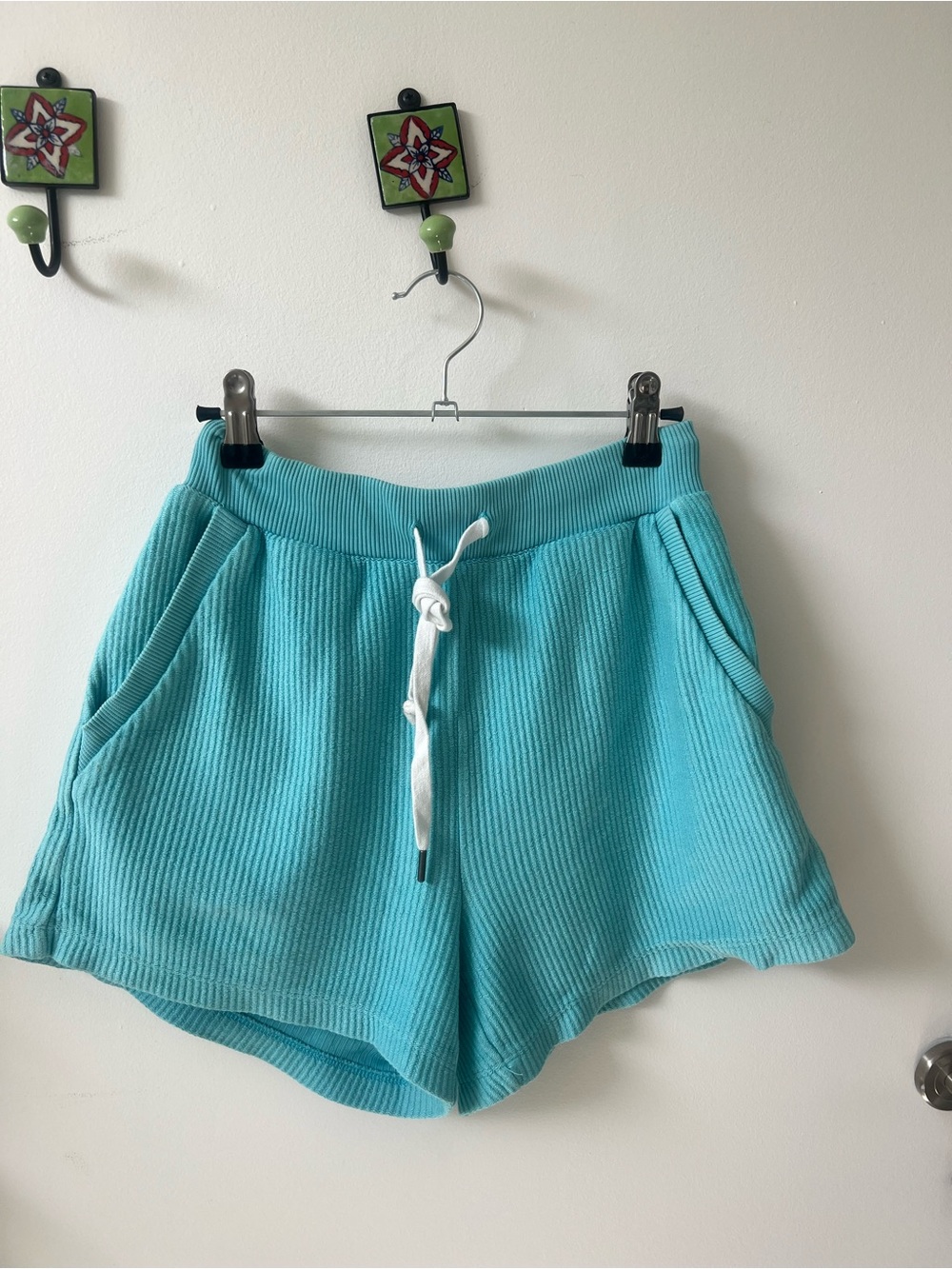 aerie Ribbed Drawstring Athletic Shorts - Turquoise